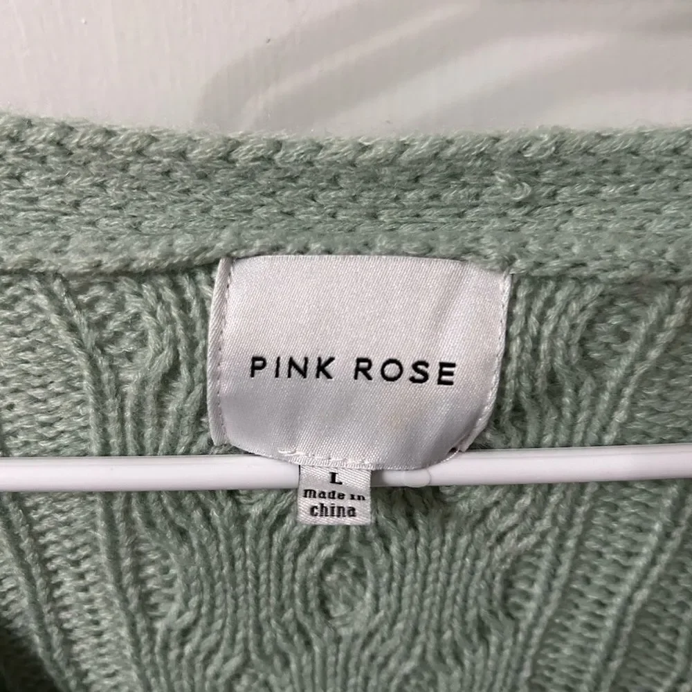 Cable mint Green Sweater - Picture 3 of 5